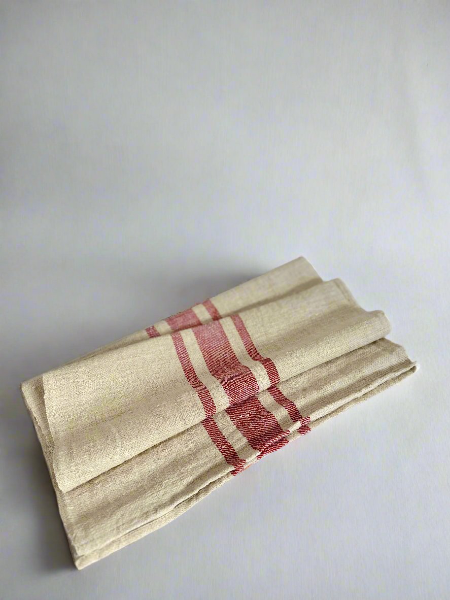 Grain-sack table runner- Red stripe