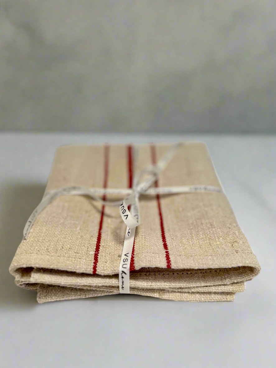 Grain-sack Placemat Red stripe