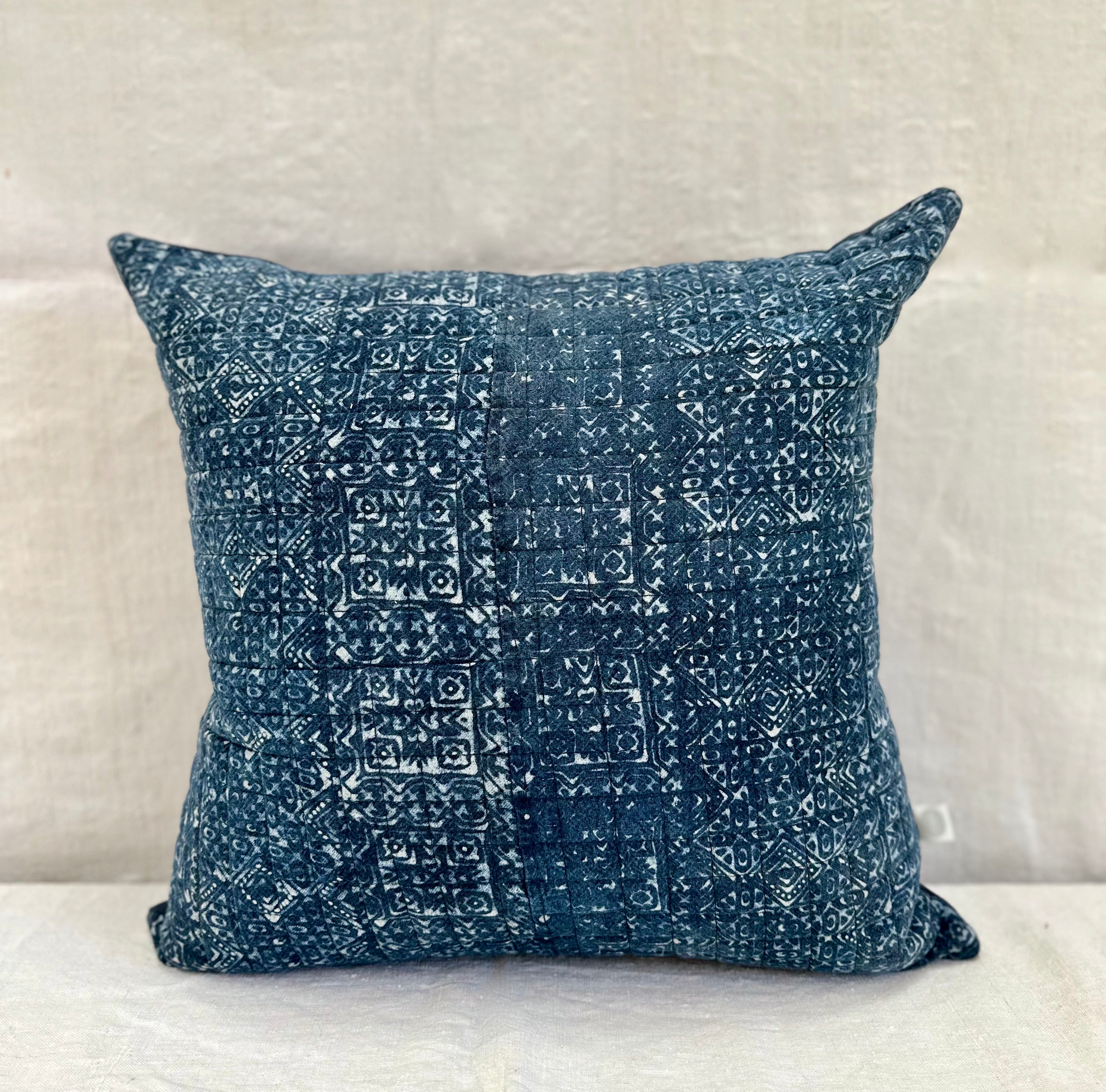 Hand blocked Batik cushion 50 x 50 Indigo Blue