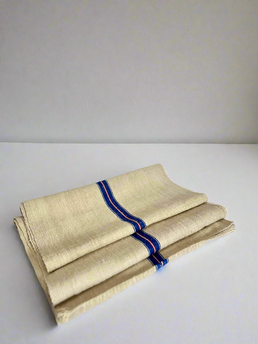 Grain-sack table runner- Blue & red stripe