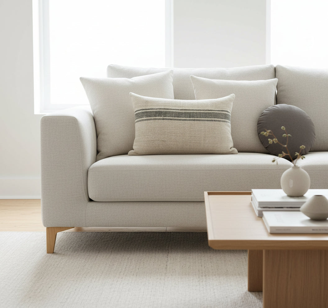 Grain-sack cushion 60 x 40 Grey Stripe