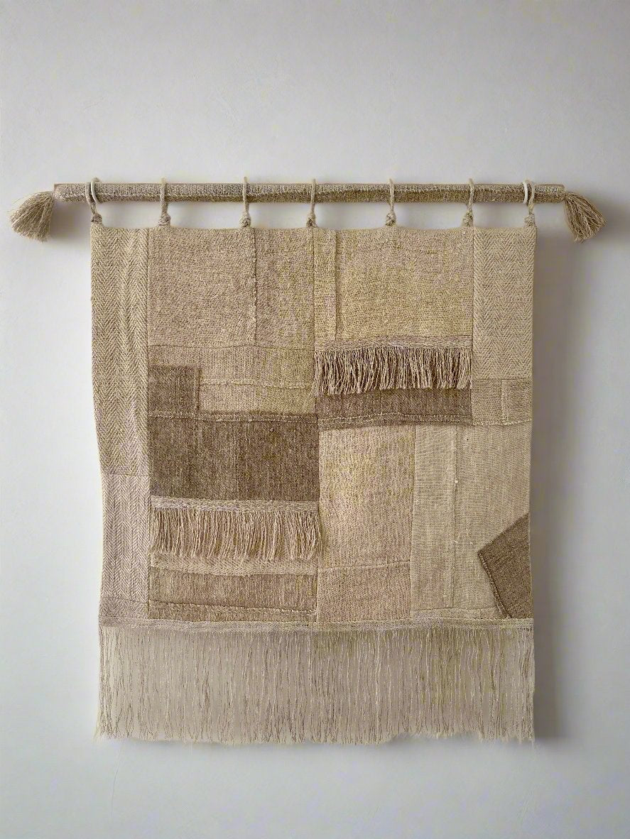 'Contained within' grain-sack wall art