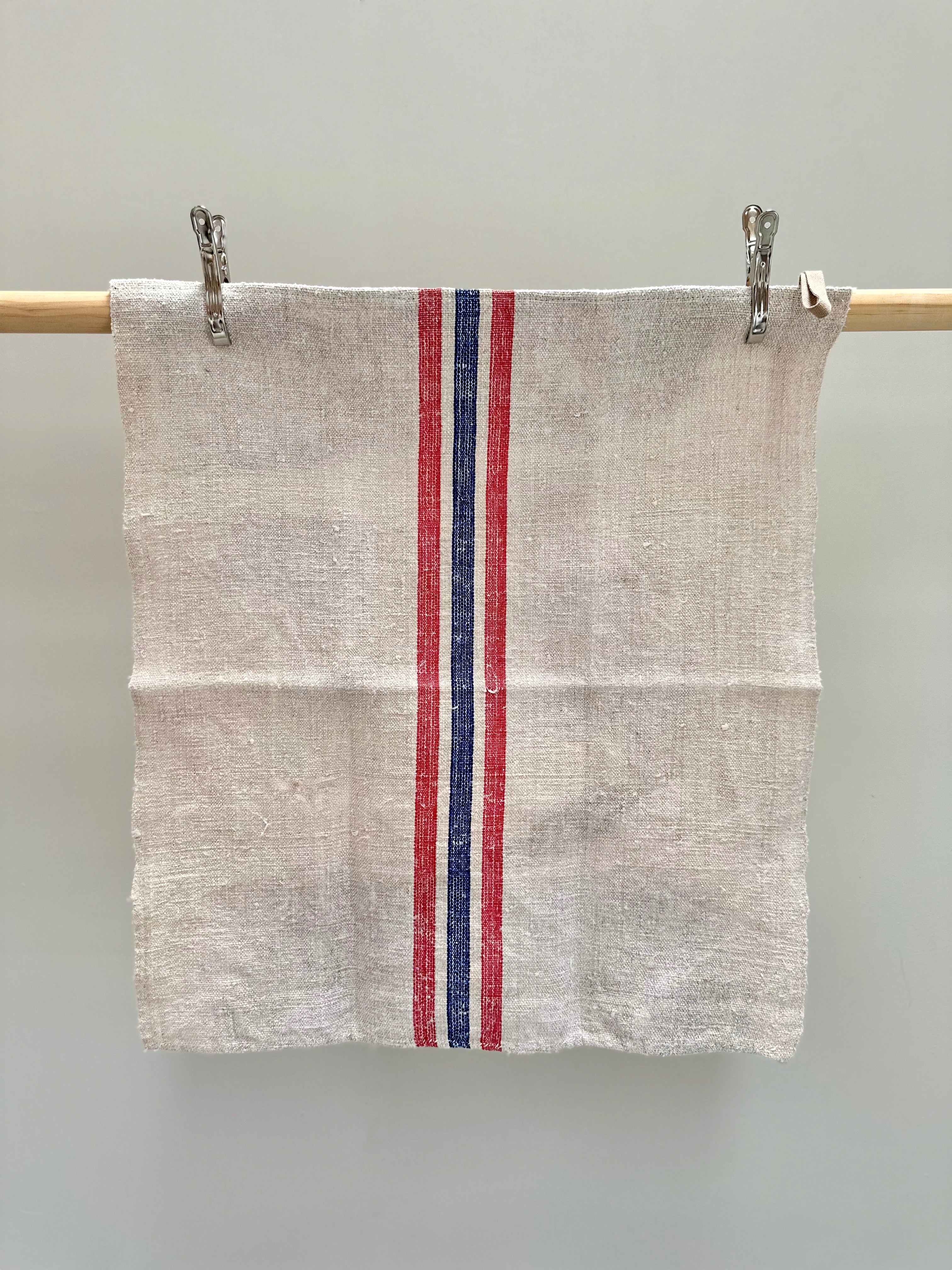 Grain-sack towel Red and Blue stripe bundle