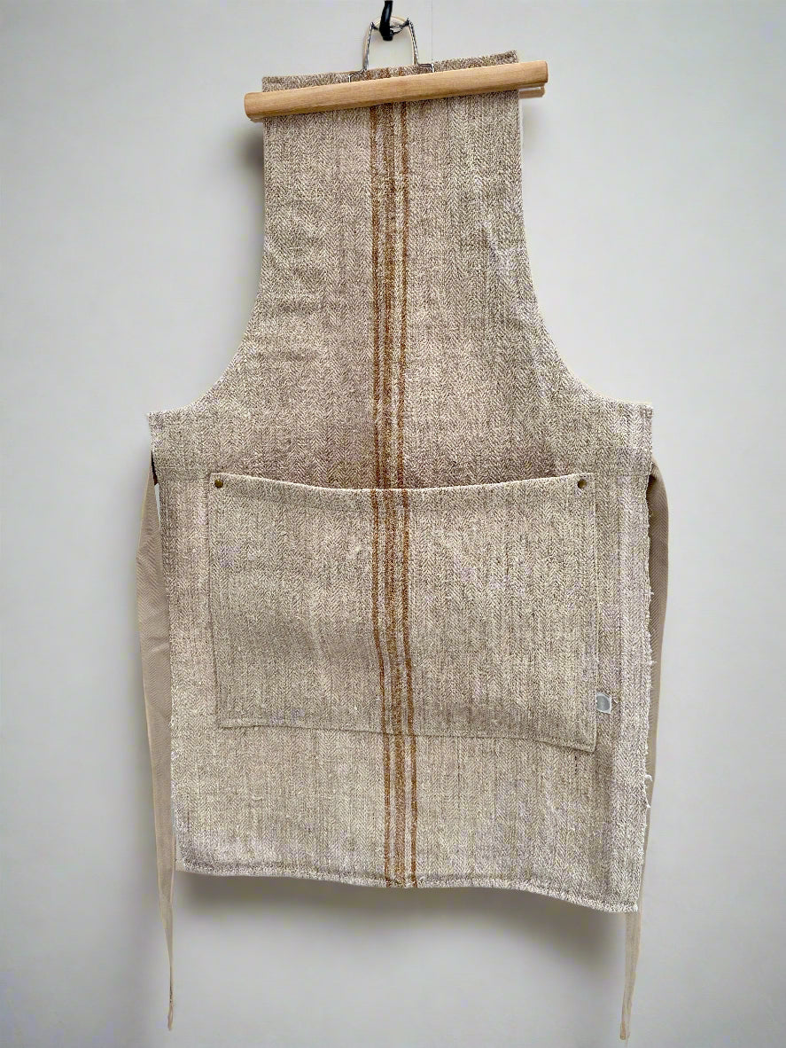 Heritage Grain-sack Apron camel stripe