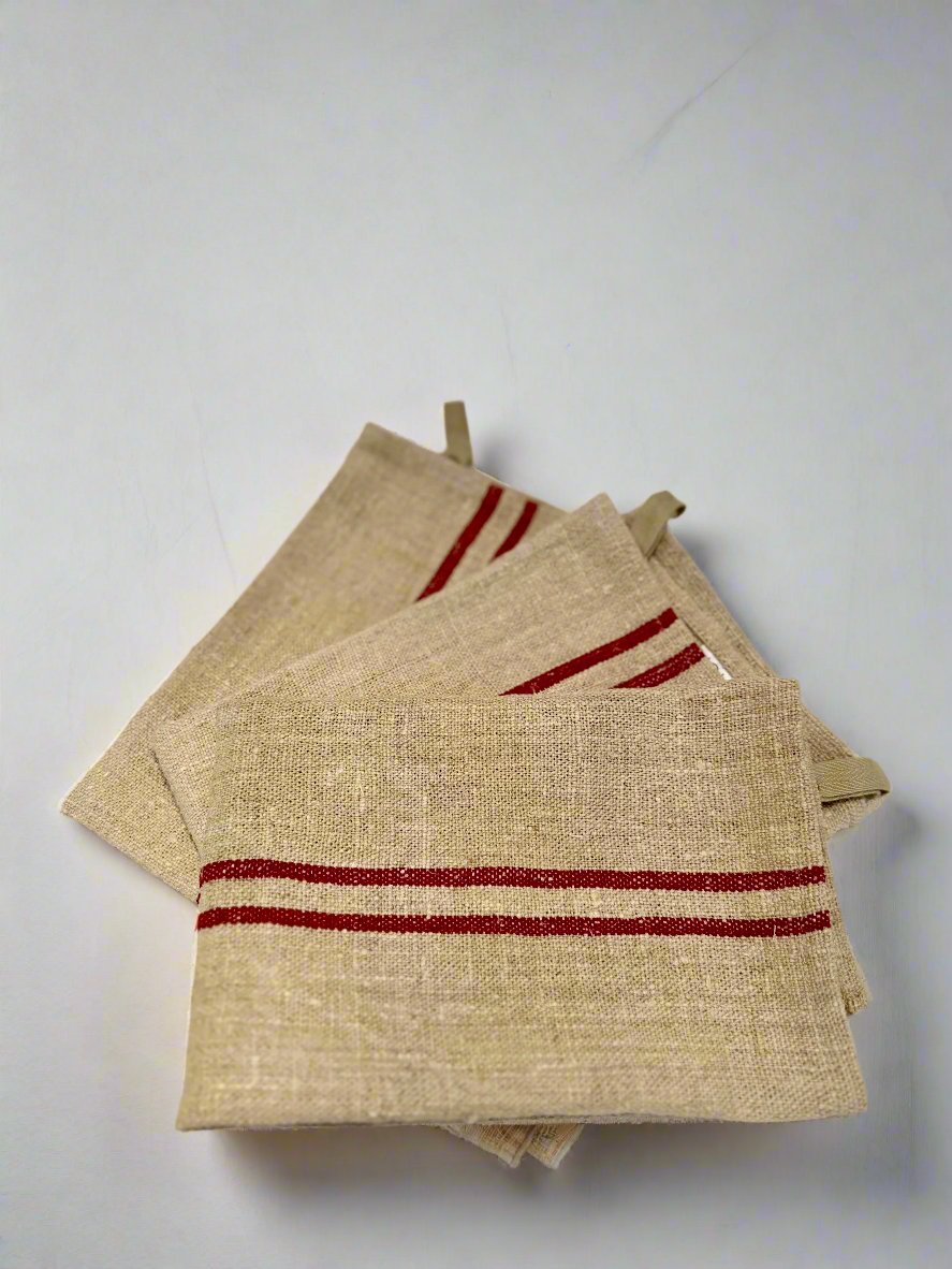 Grain-sack towel Red stripe bundle