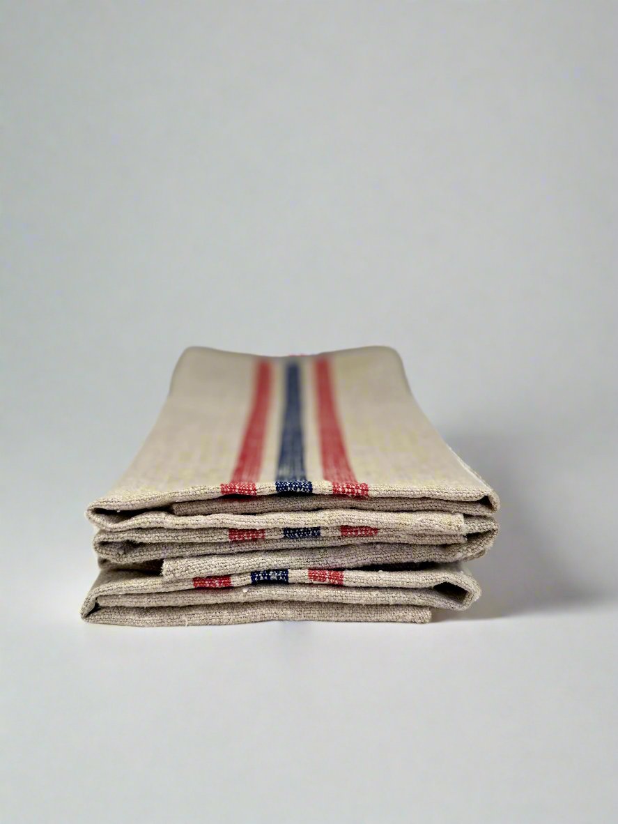 Grain-sack towel Red and Blue stripe bundle