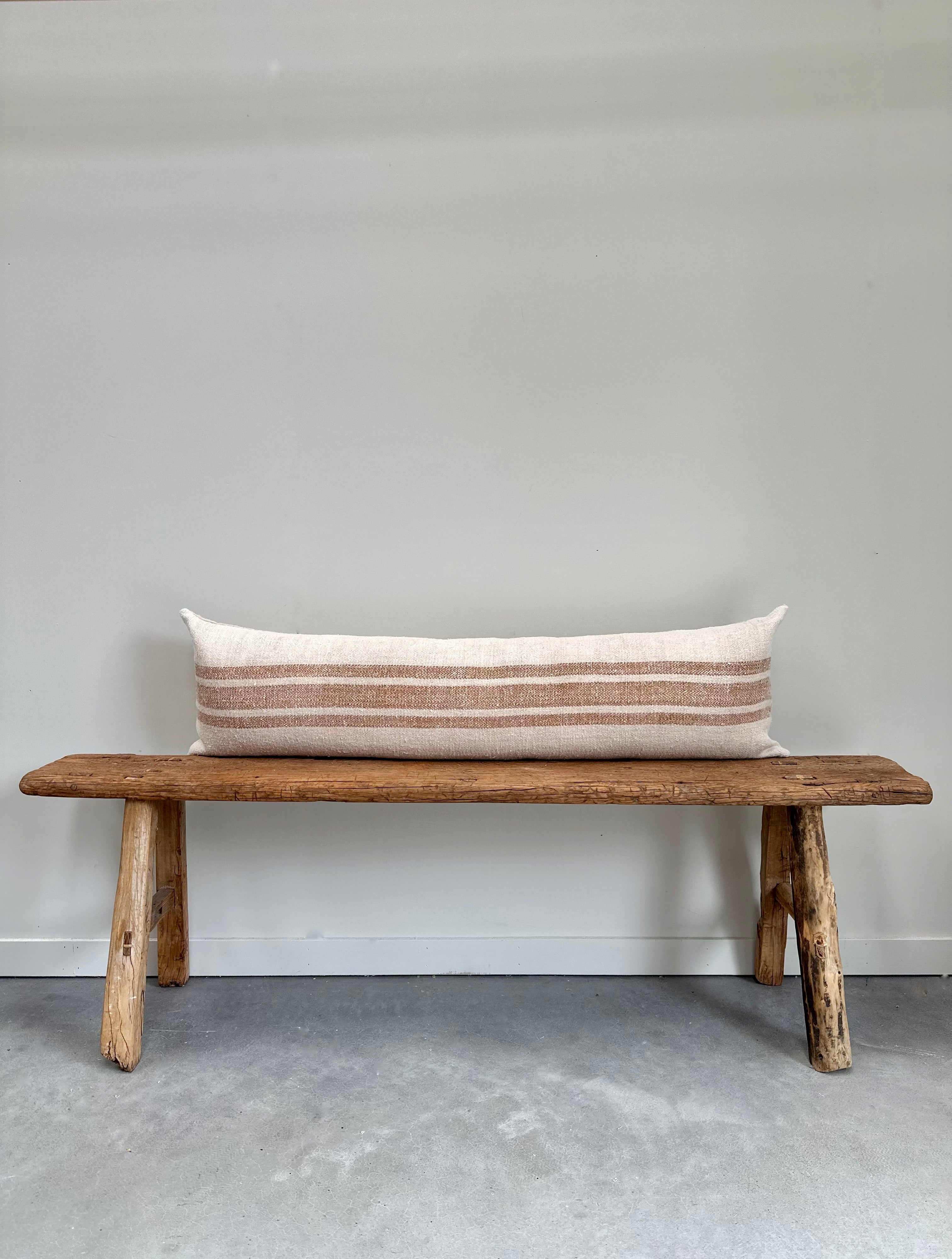 Oversized grain-sack Bolster 126 x 34 Tan stripe