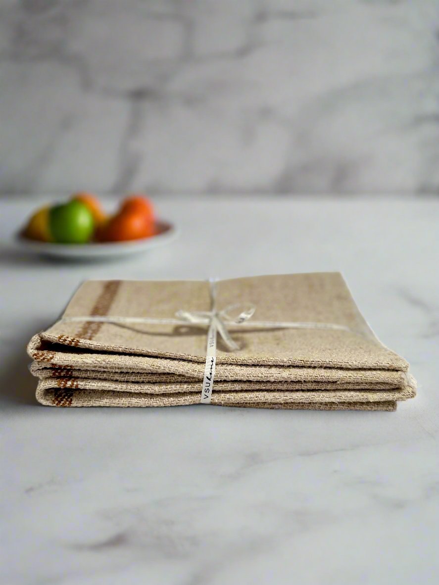 Grain-sack Placemat Tan stripe bundle x 2