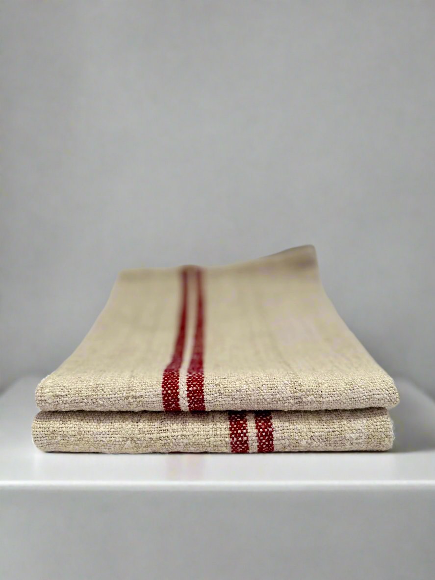 Grain-sack towel Ruby red stripe bundle