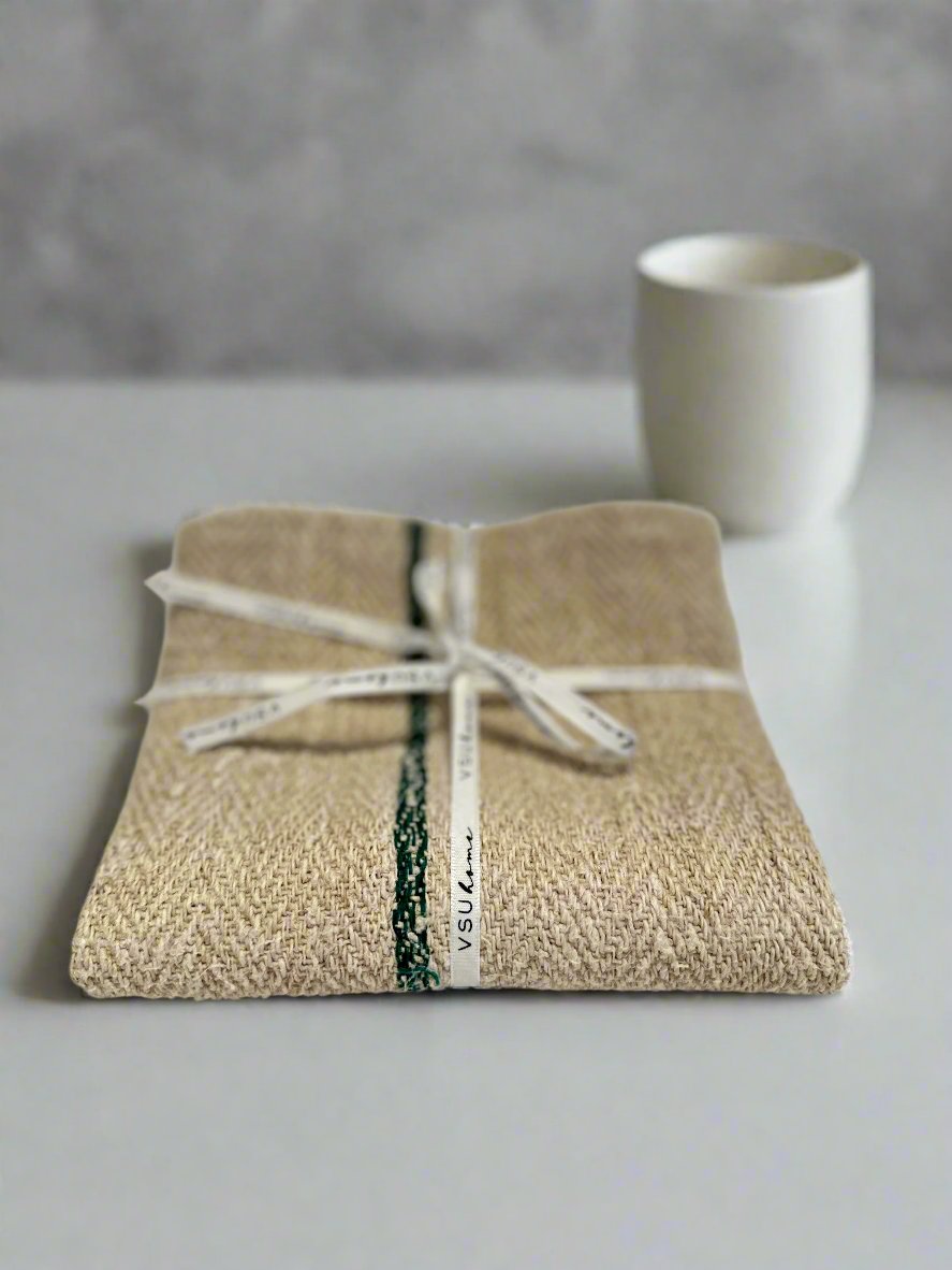 Grain-sack Placemat Green stripe