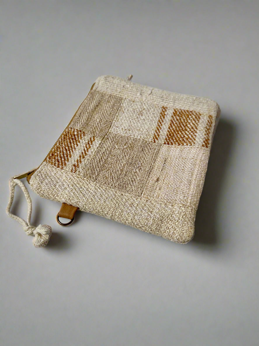 Grain-sack perfectly patched pouch- camel stripe #2