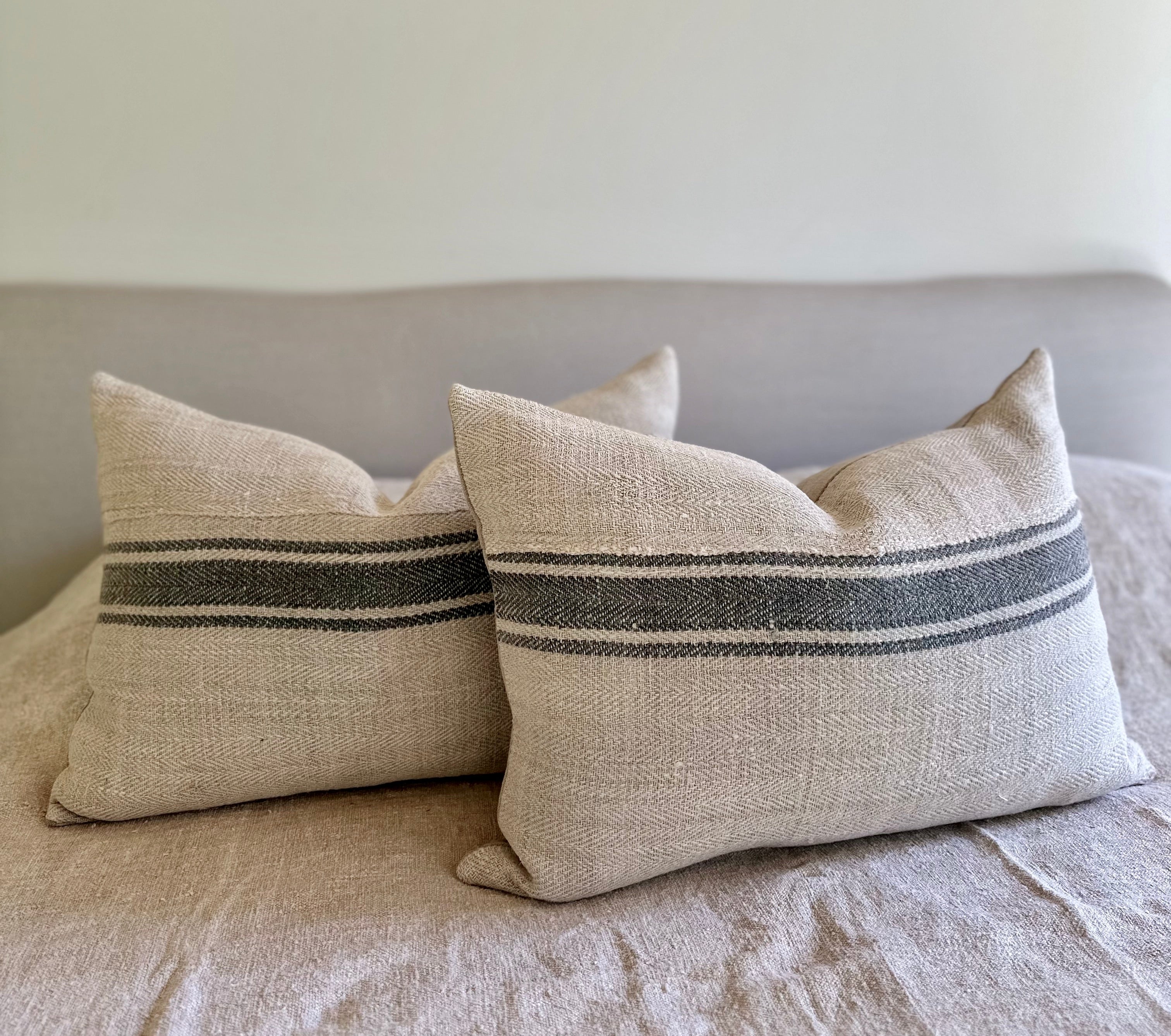 Grain-sack cushion 60 x 40 Grey Stripe