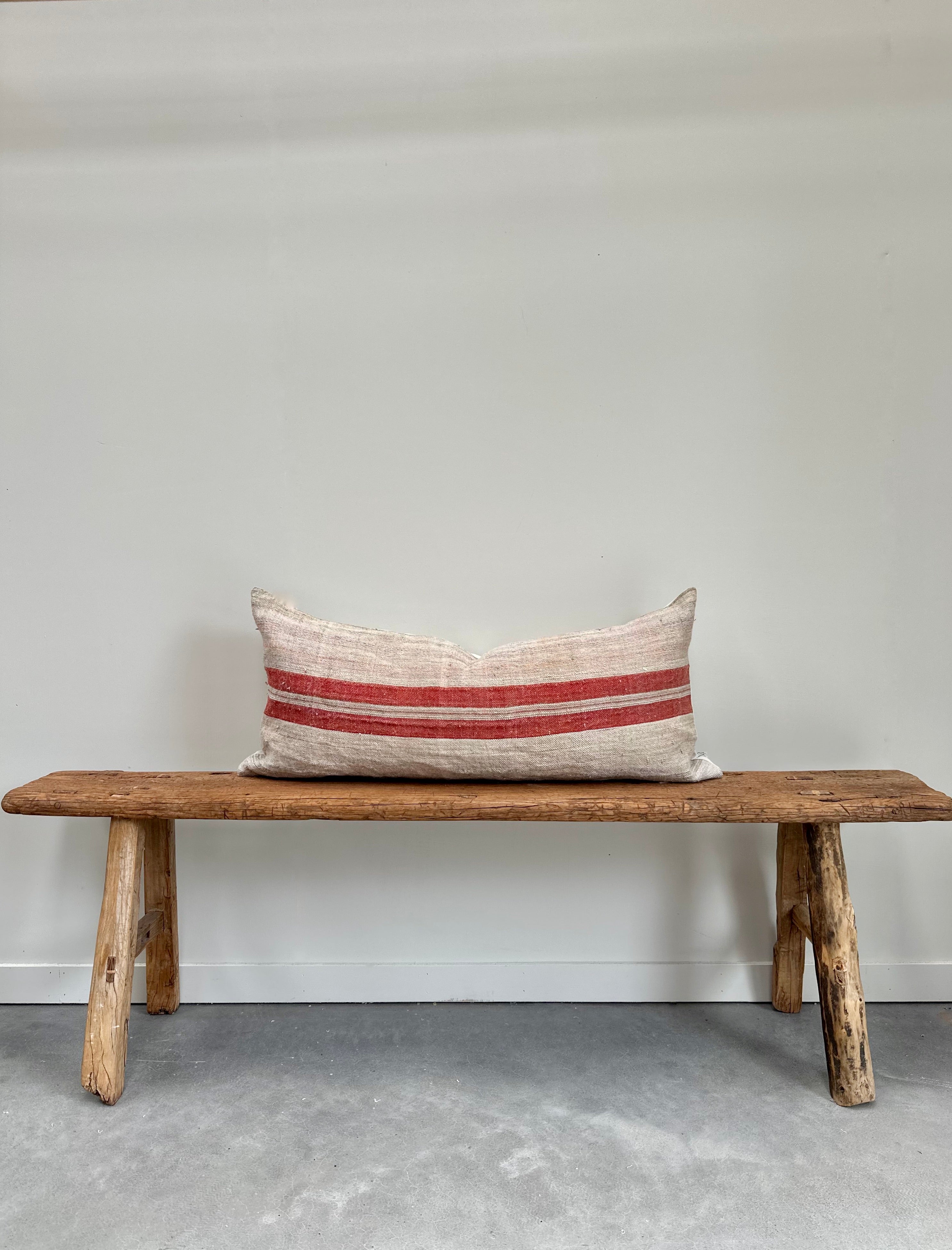 Grain-sack Bolster 100 x 40 - Red Multi stripe