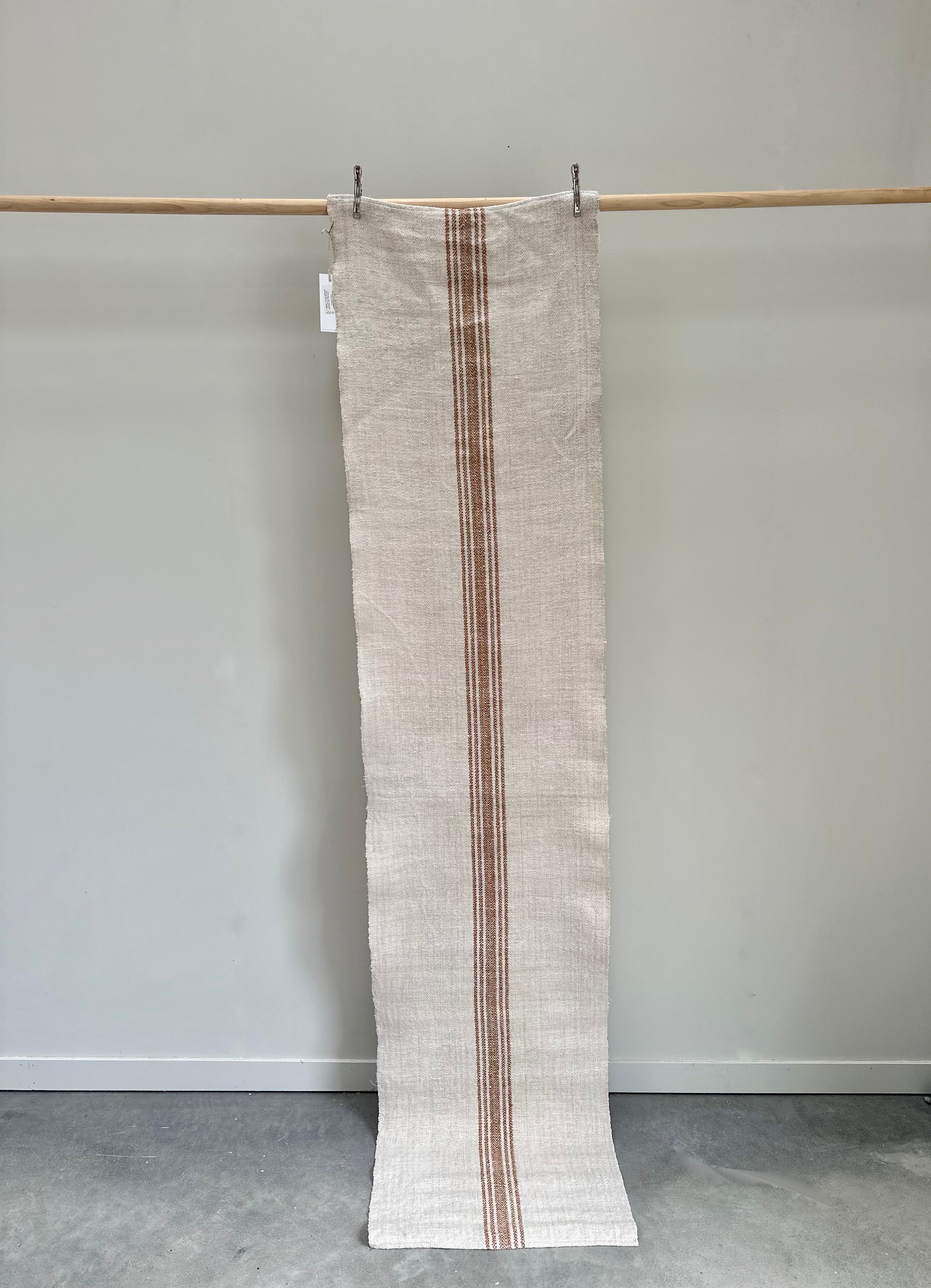 Grain-sack table runner- Tan stripe