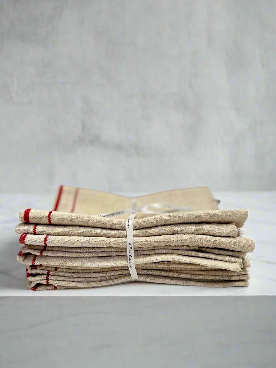 Grain-sack Placemat Red stripe x 6 bundle