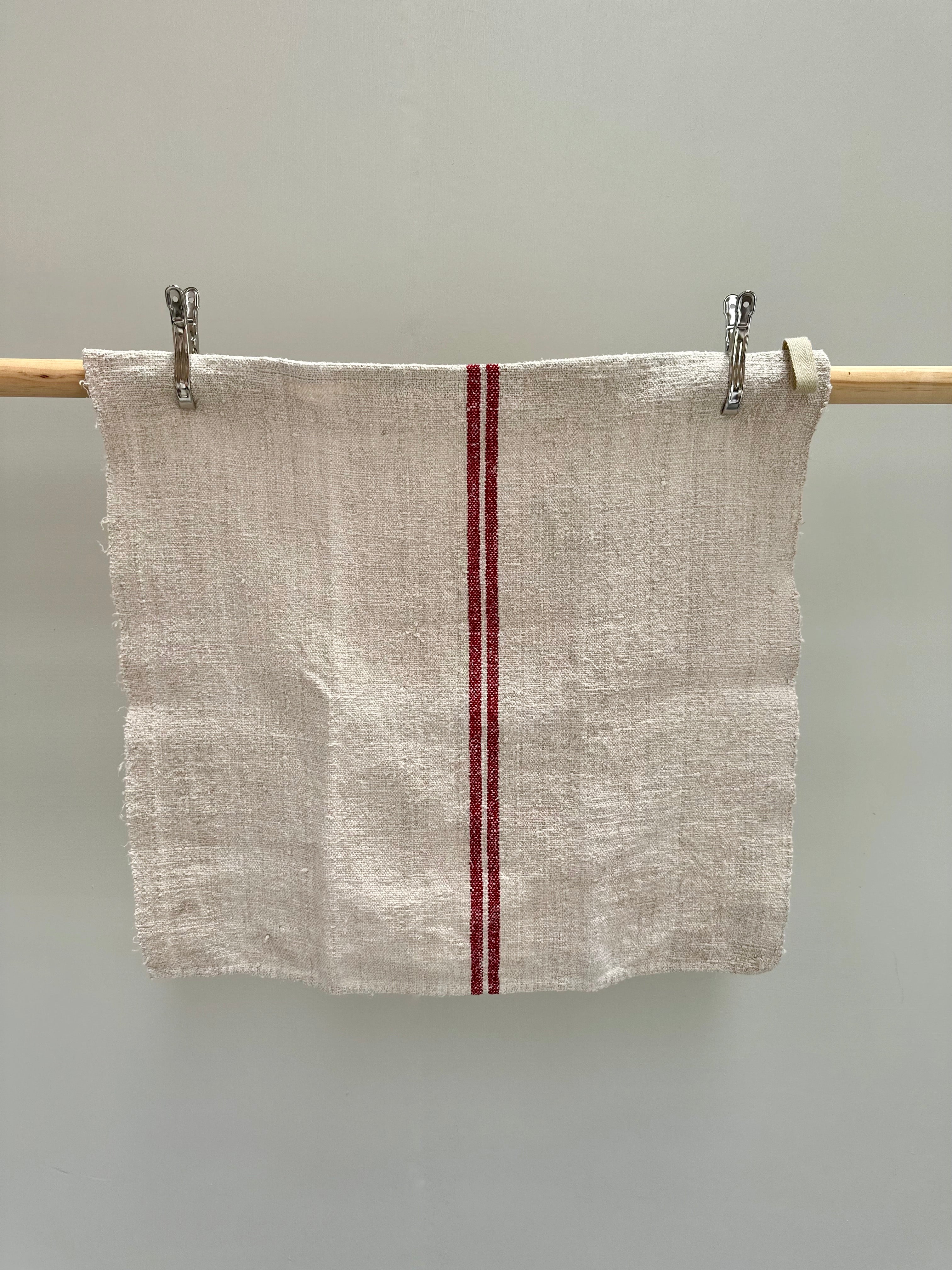 Grain-sack towel Ruby red stripe bundle