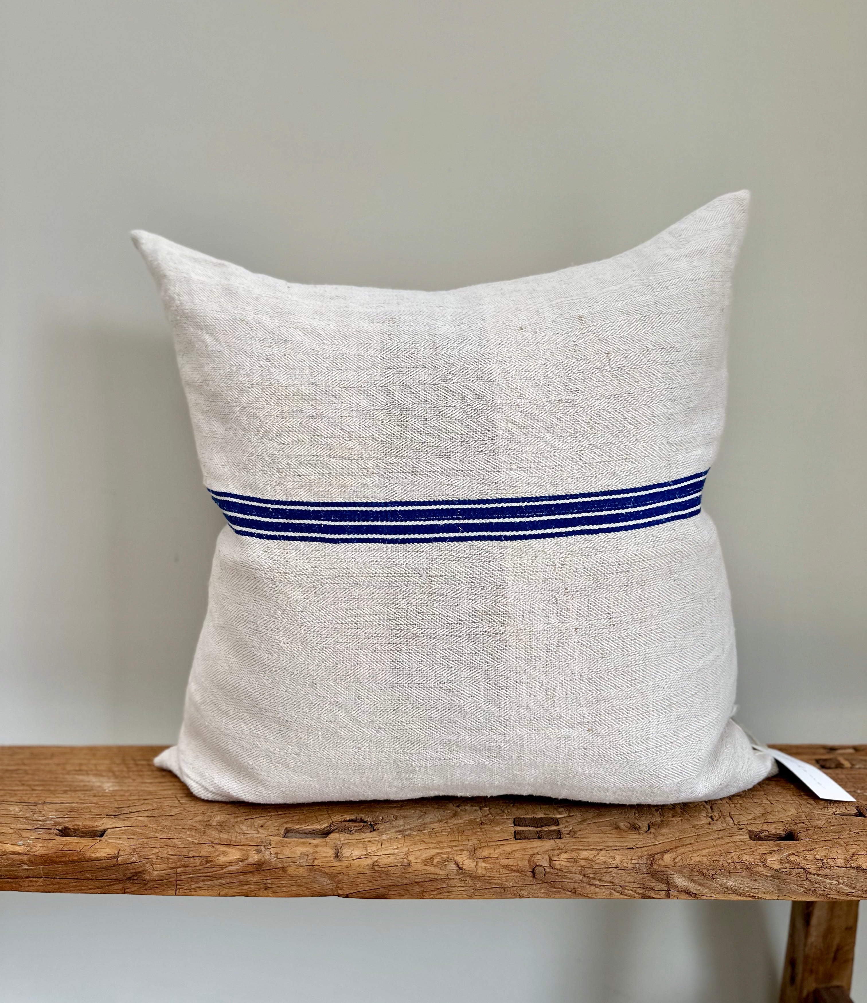 Euro grain-sack cushion- Blue stripe