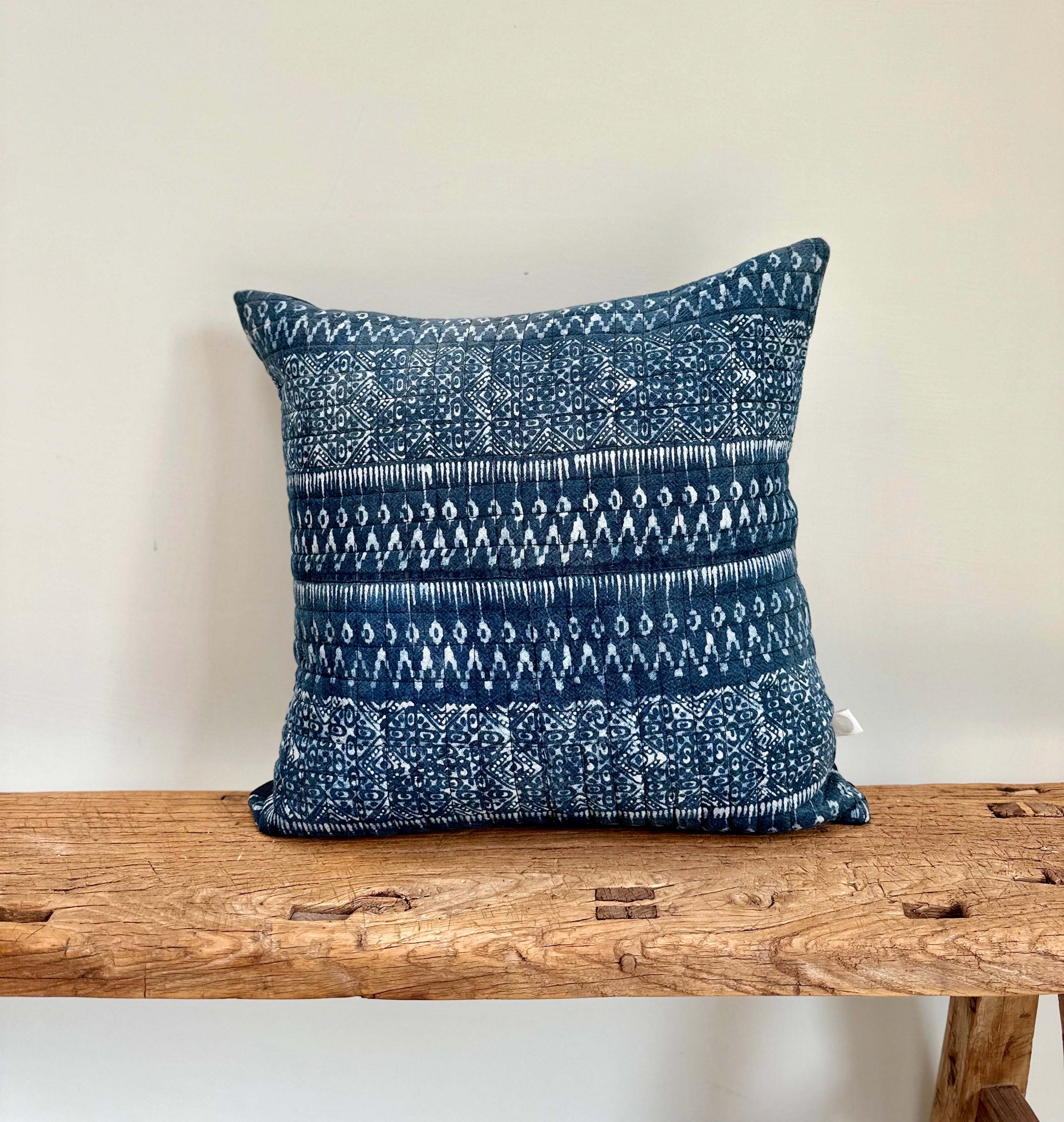 Hand blocked Batik cushion 50 x 50 Indigo Blue