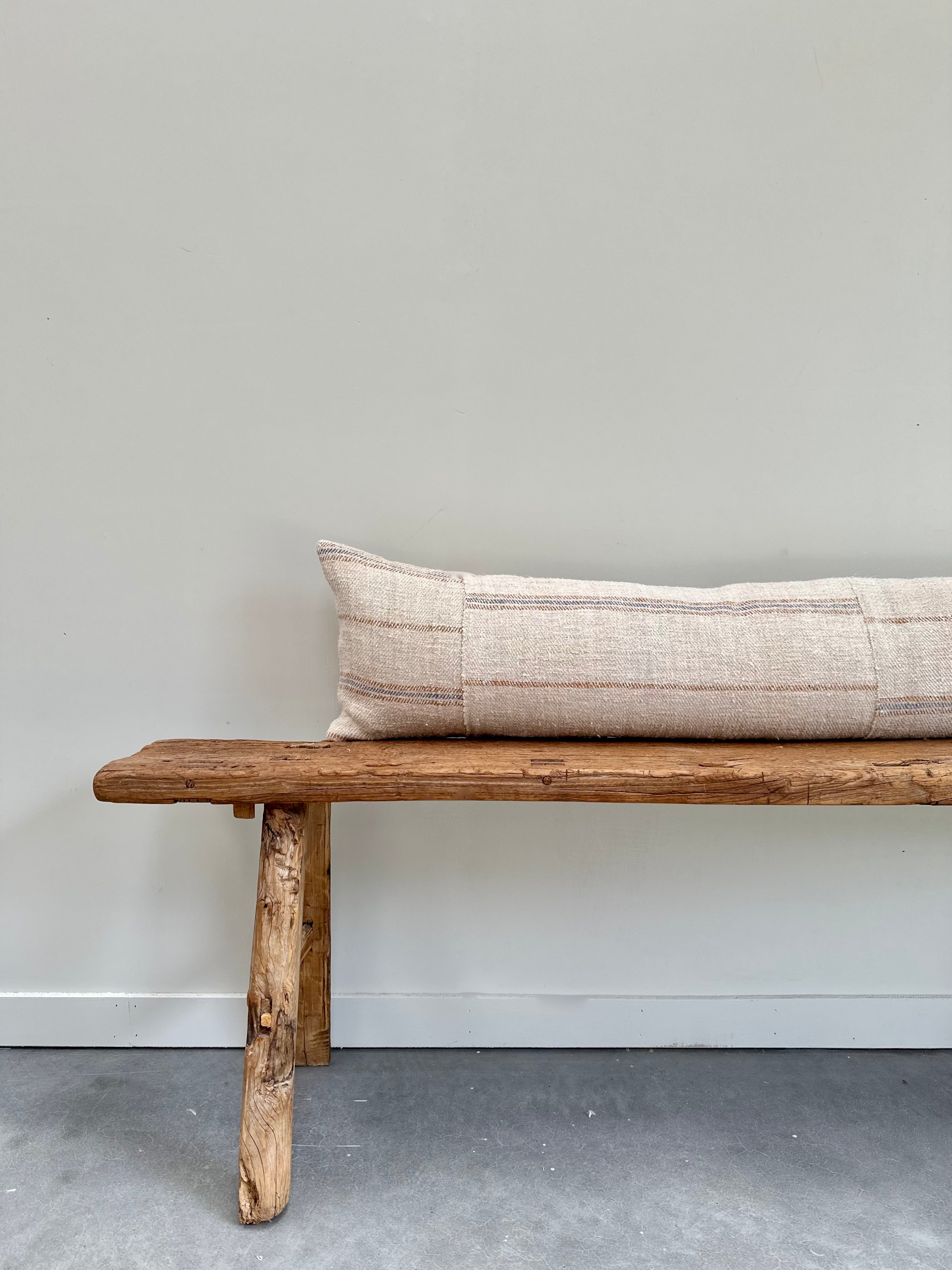 Oversized grain-sack Bolster- Soft Blue and tan