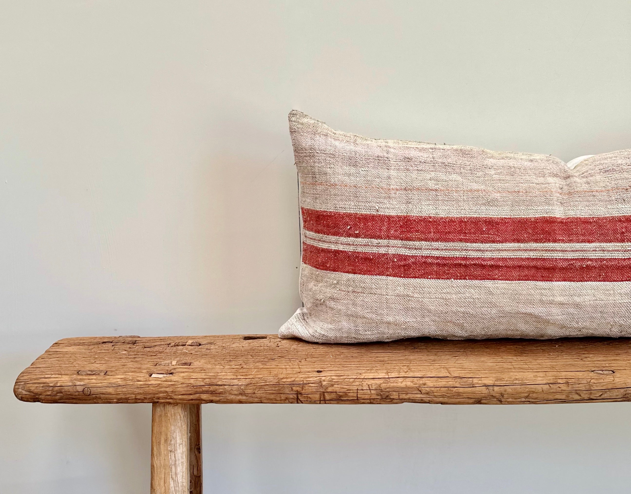 Grain-sack Bolster 100 x 40 - Red Multi stripe