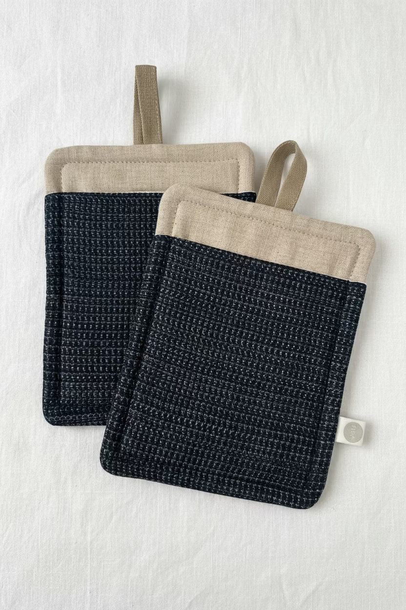 Grain-sack pot holders - pair.