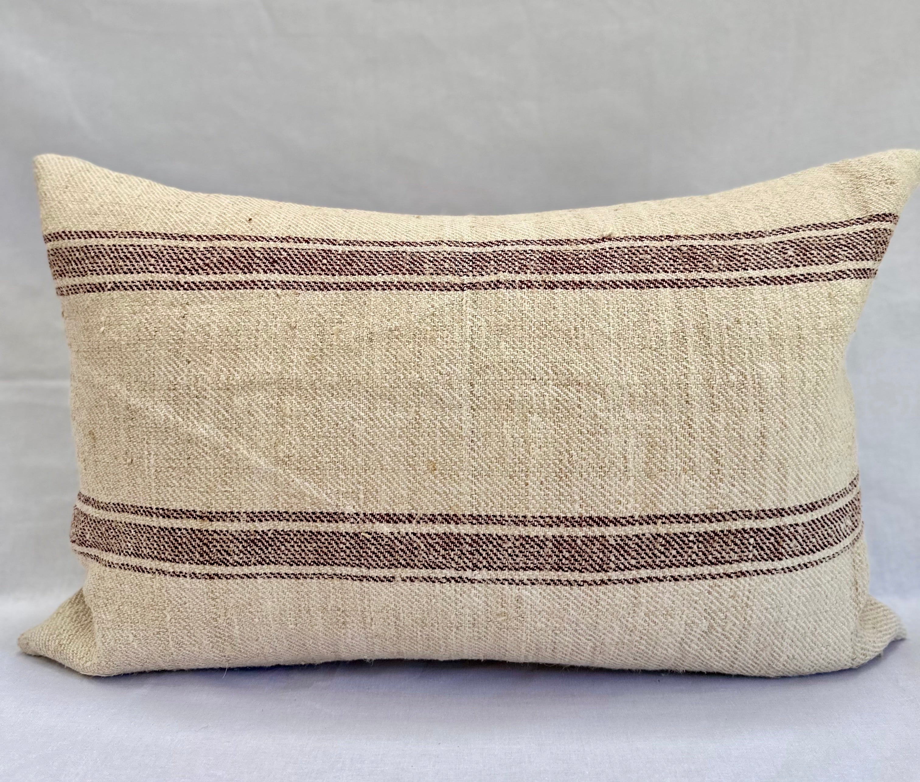 Grain-sack cushion 60 x 40 Burgundy Stripe