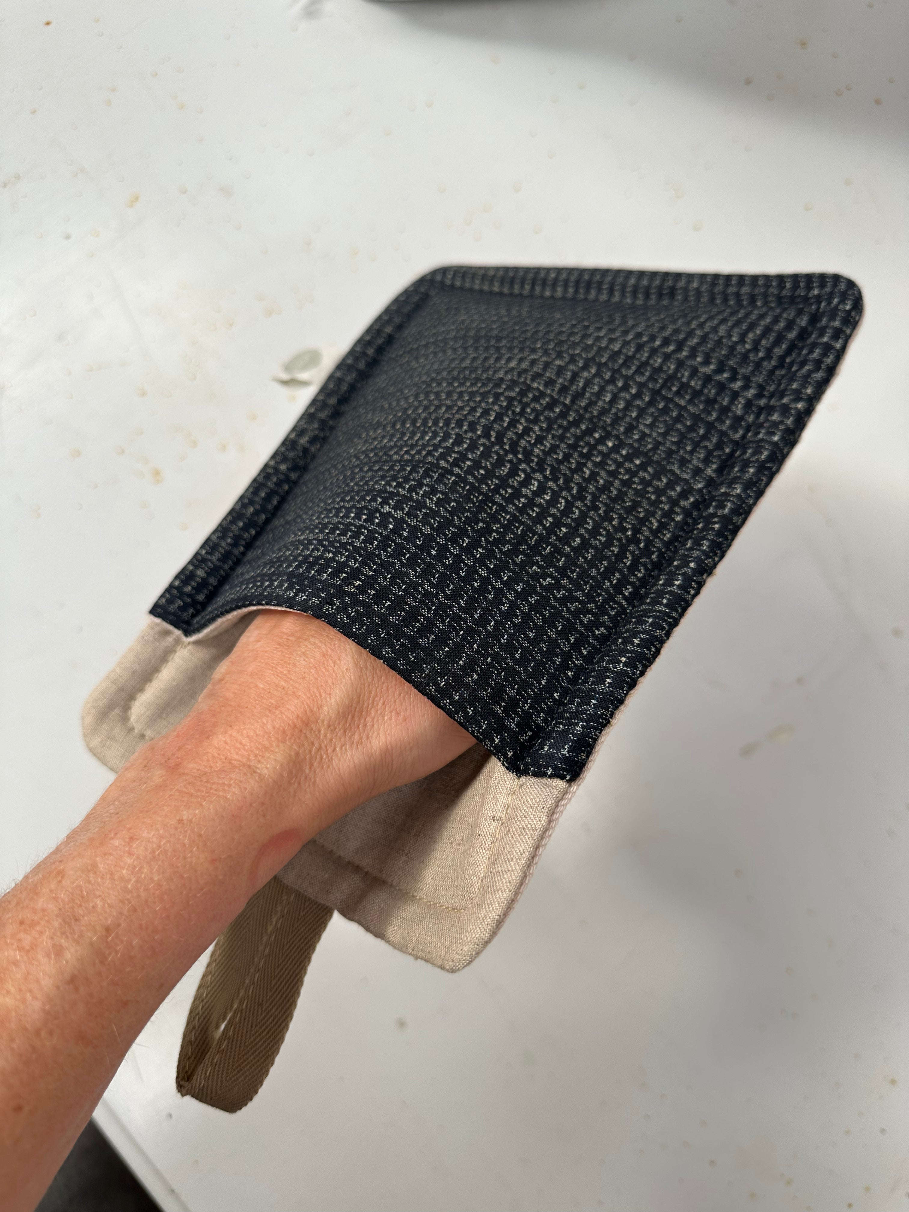 Grain-sack pot holders - pair.