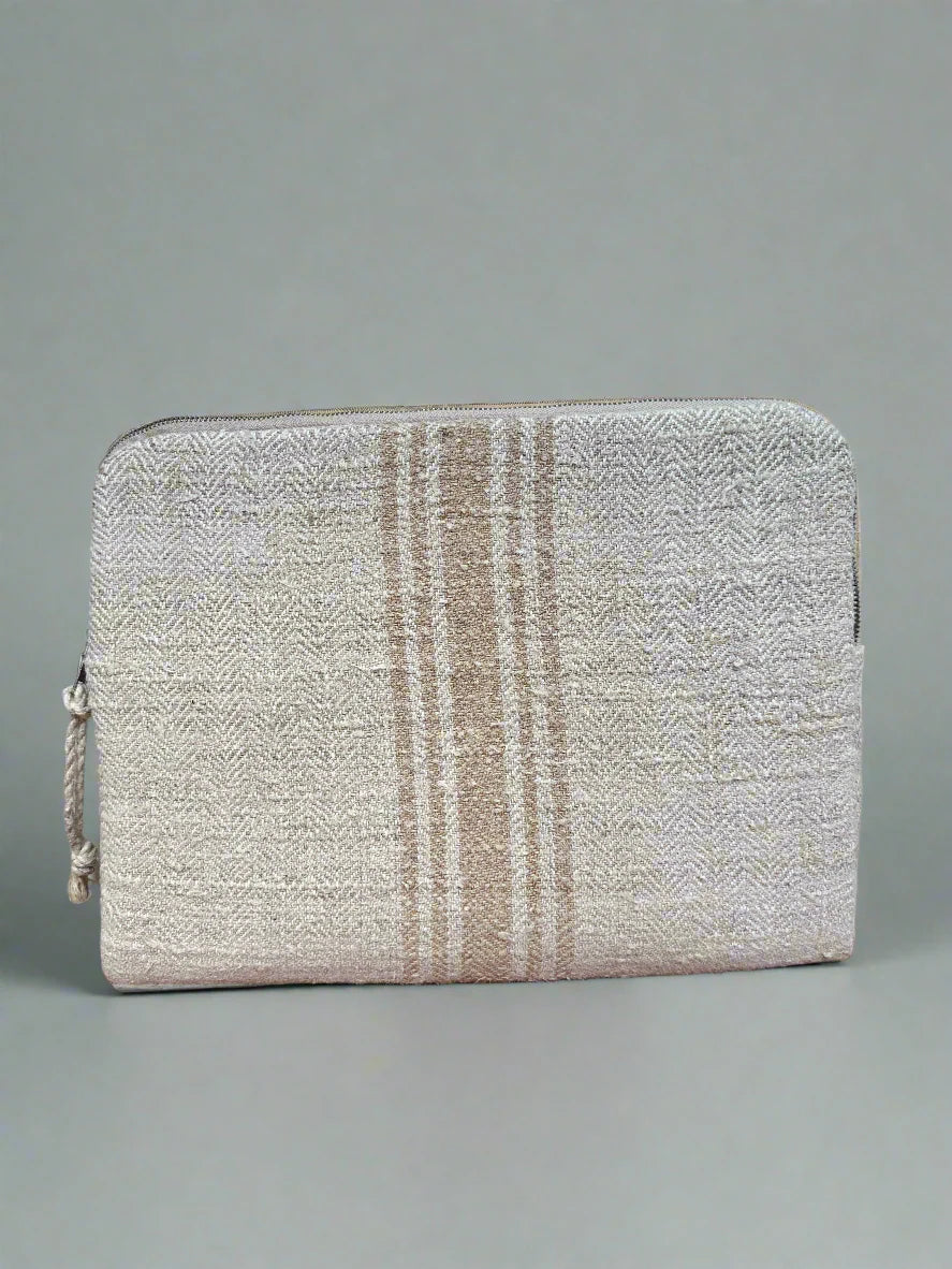 Grain-sack Lap top Sleeve with authentic stripe.