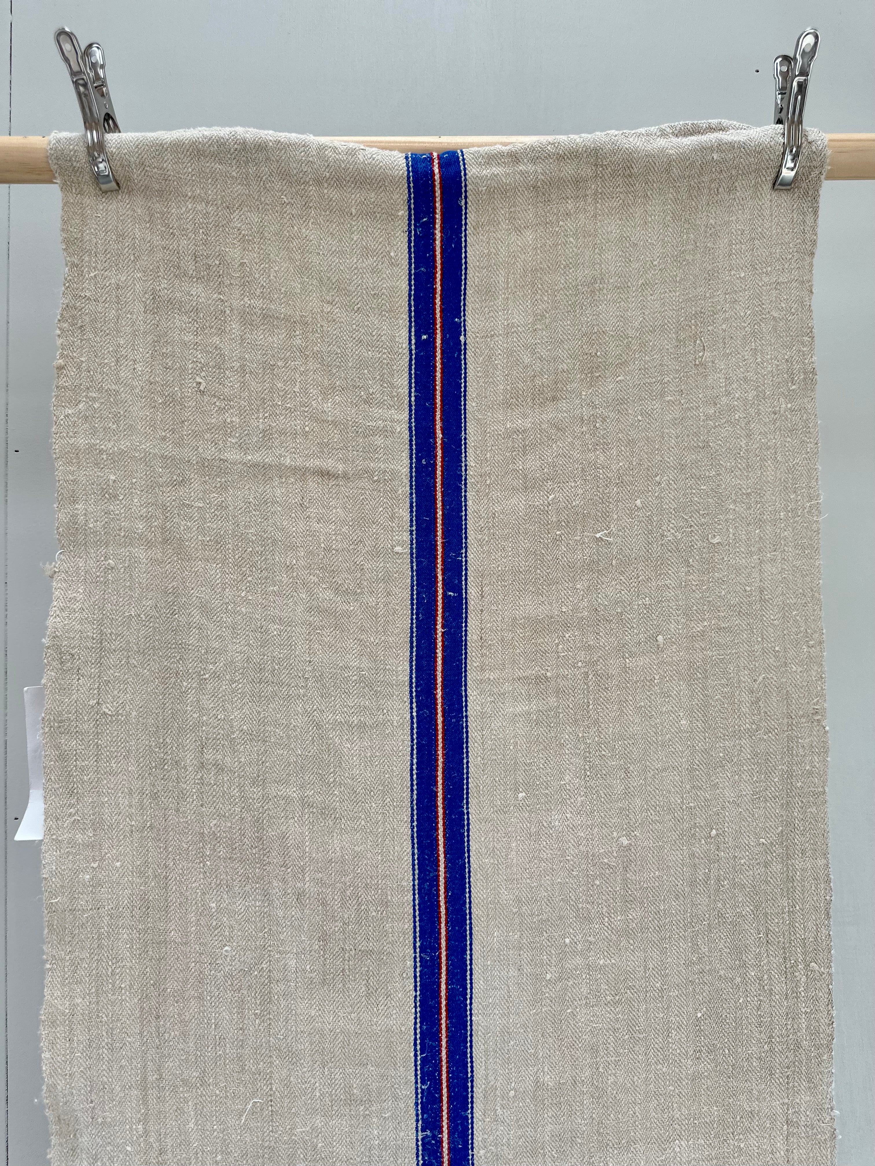 Grain-sack table runner- Blue & red stripe