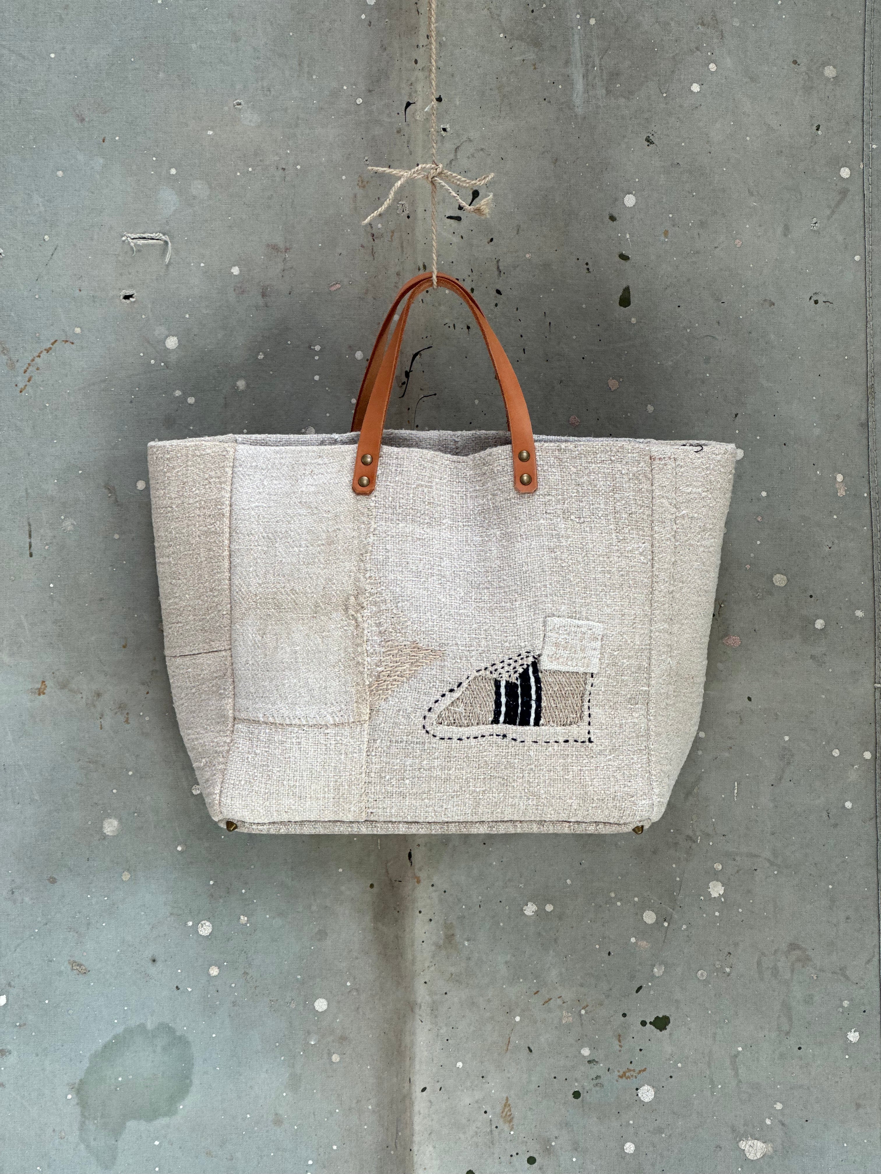 Grain-sack Boro inspired  Tote bag