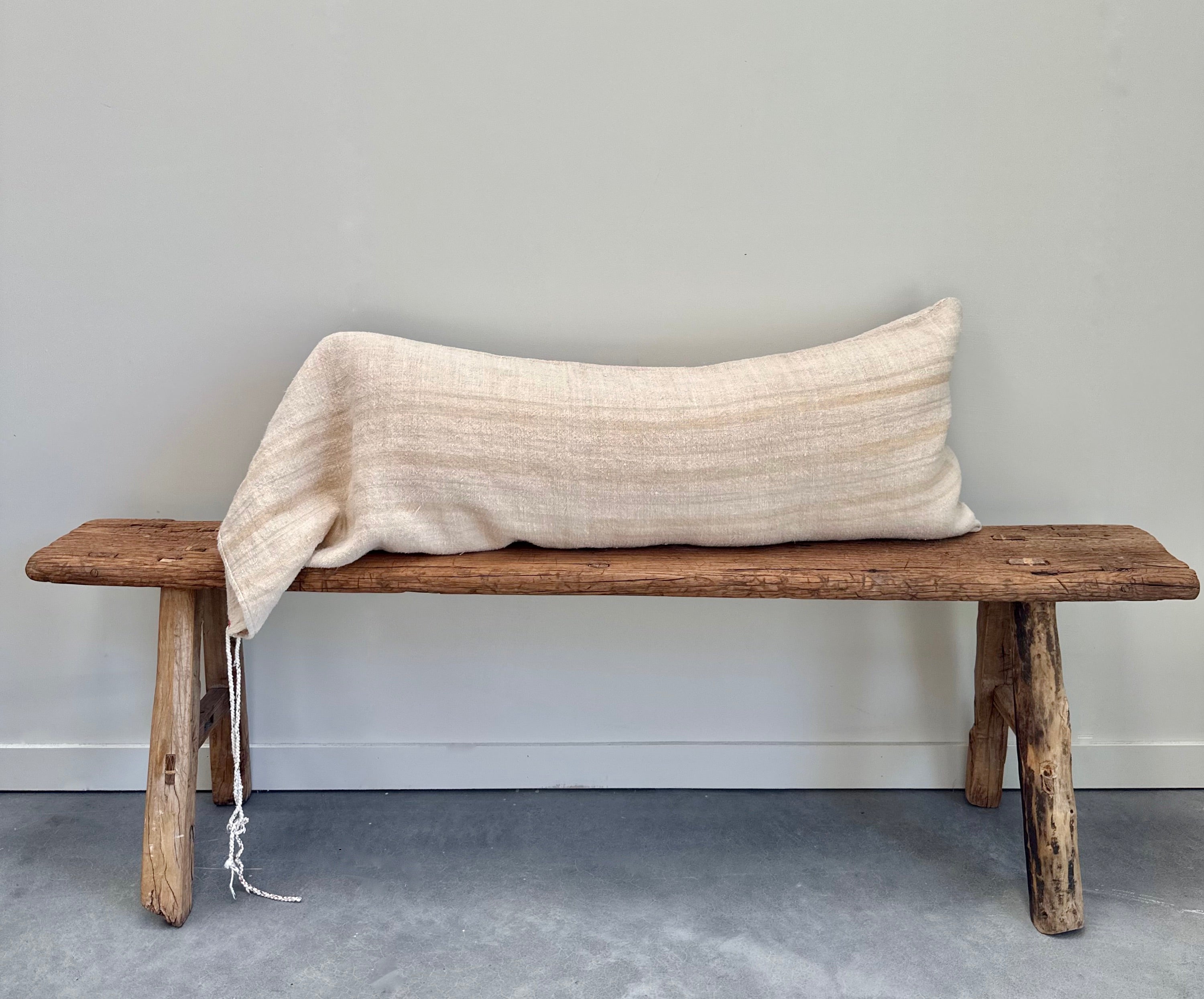 Grain-sack Bolster- Tan stripe