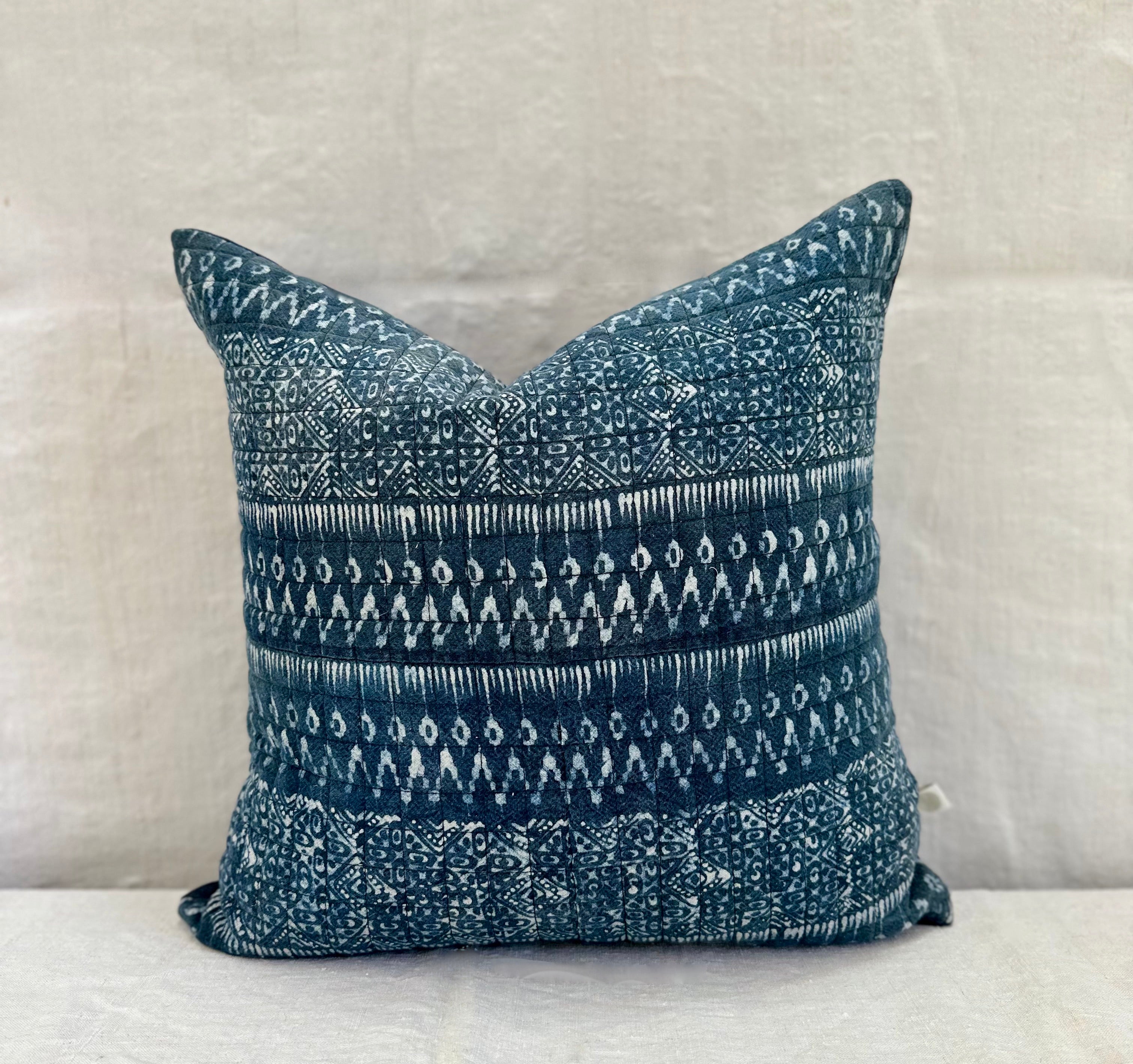 Hand blocked Batik cushion 50 x 50 Indigo Blue