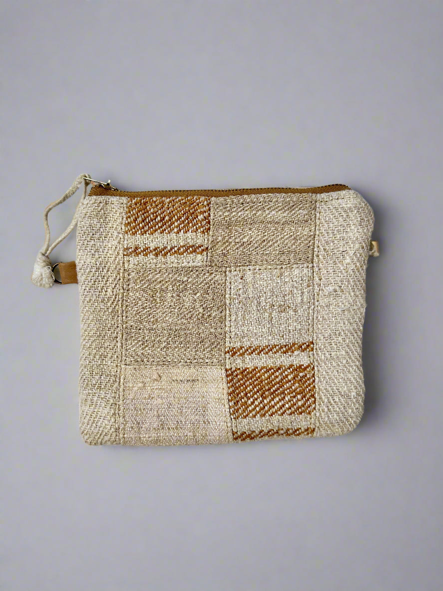 Grain-sack perfectly patched pouch- camel stripe #2