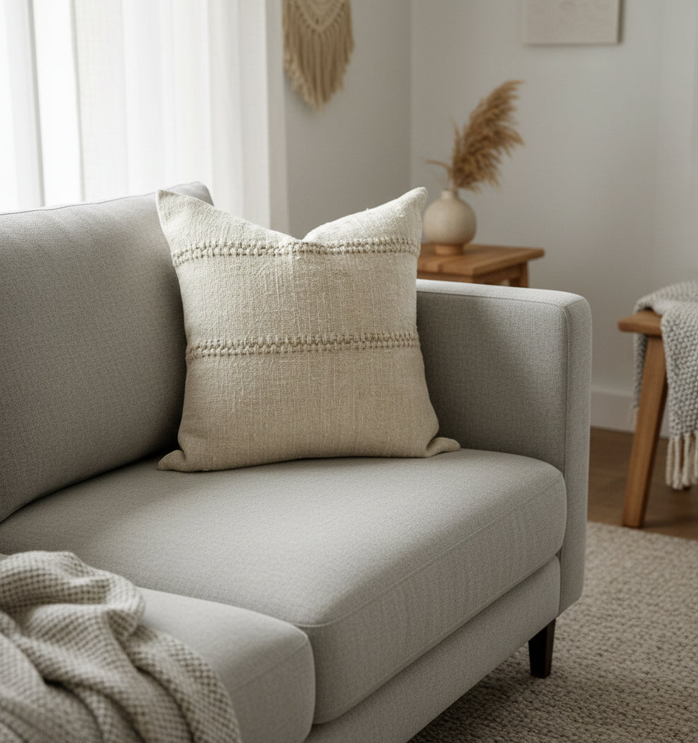 Grain-sack cushion bundle 50 x 50 Cream textured