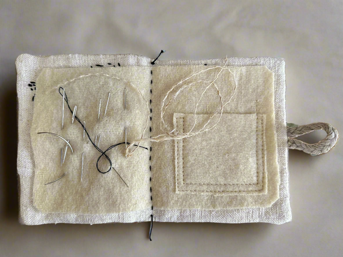 Patched grain-sack needle book case