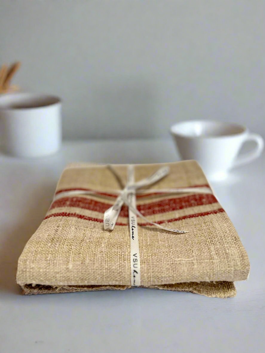 Grain-sack Placemat Red stripe